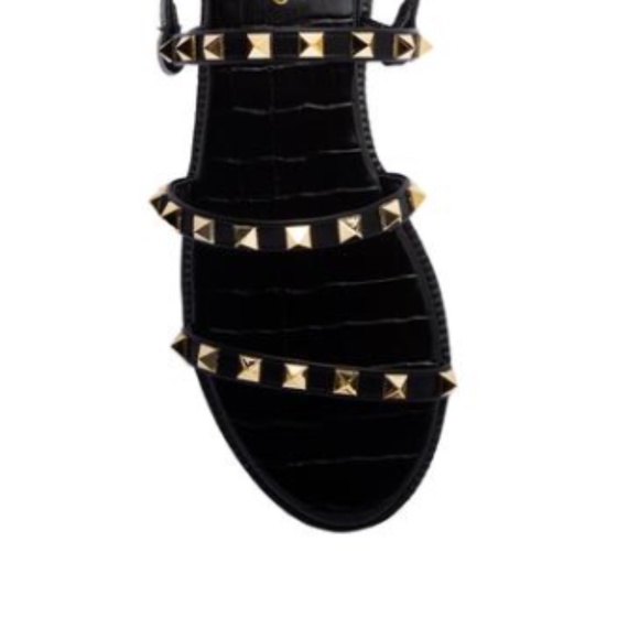 Black Studded Gladiator Sandals - Picture 3 of 5